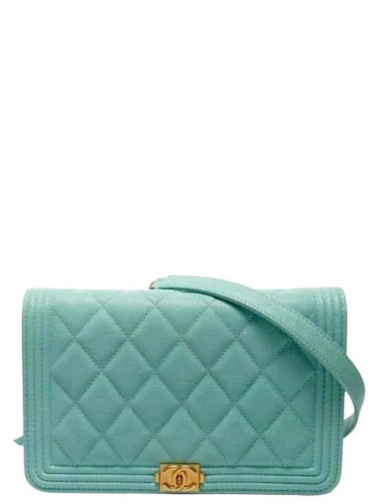 CHANEL Handbags - VERY RARE!!! New! Chanel CC Tiffany Blue Boy Wallet on Chain Mini BAG Teal Mint